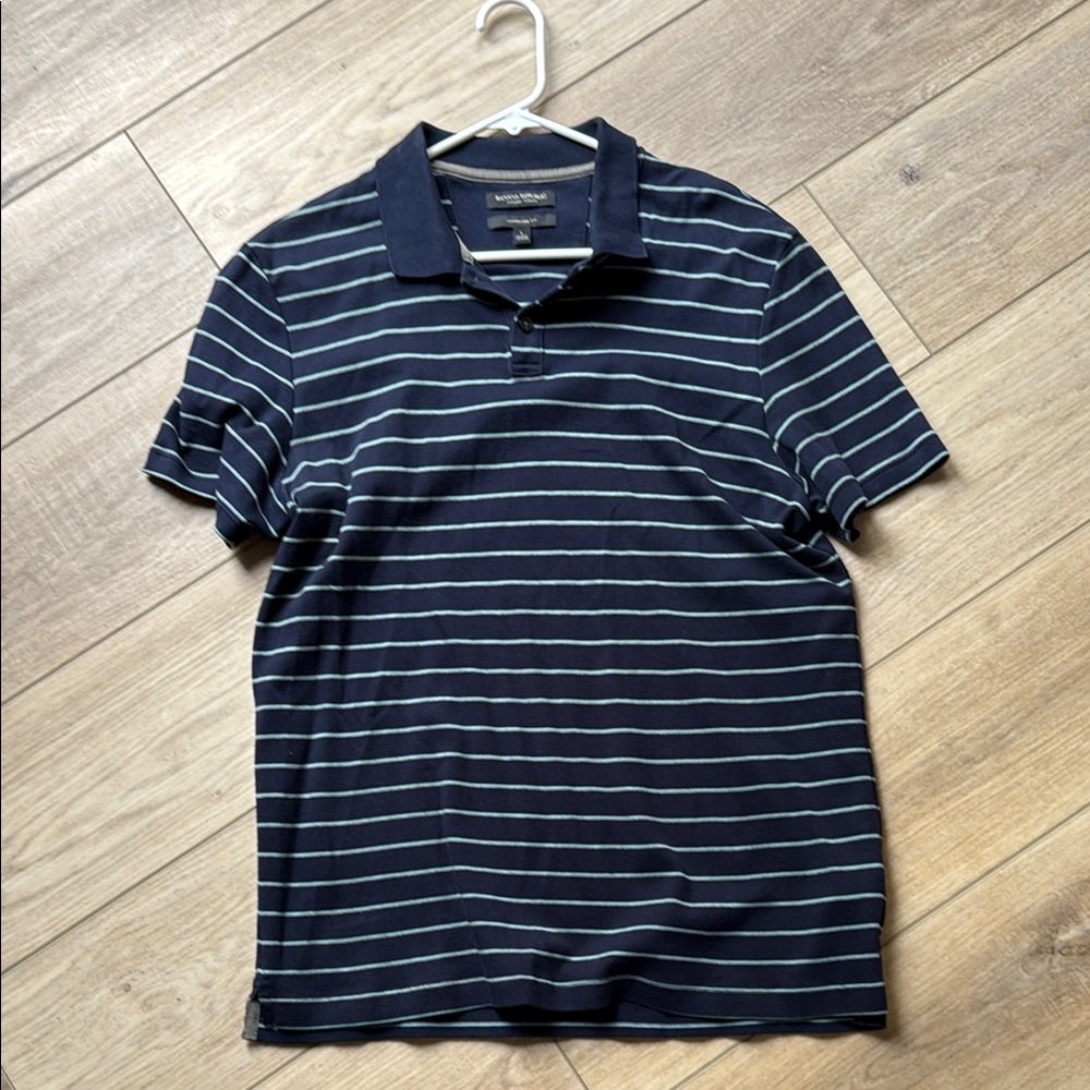 Banana Republic Navy Striped Polo Shirt